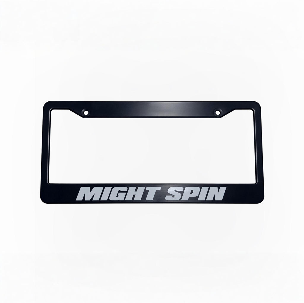MIGHT SPIN – Black License Plate Frame